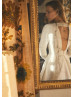 Long Sleeves Ivory Jacquard Keyhole Back Wedding Dress